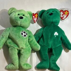 green beanie baby duo erin & kicks